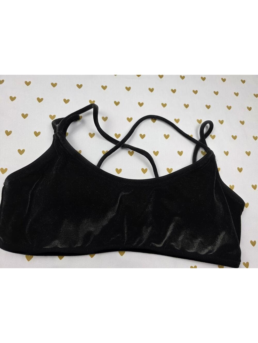 Victorias Secret Velour Velvet Black Bikini Top Tank Swim Swimwear Large